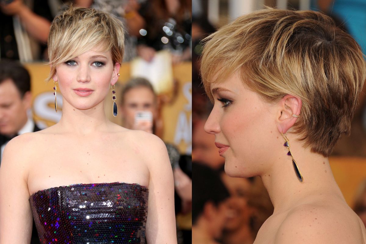 Jennifer Lawrence with pixie haircut